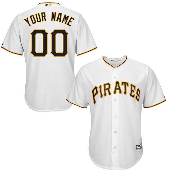 Youth Pittsburgh Pirates Majestic White Custom Cool Base MLB Jersey->customized mlb jersey->Custom Jersey